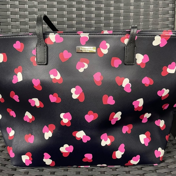Kate Spade Bag,Kate Spade Tote,Kate Spade Dark Blue and Pink Heart Tote - Picture 1 of 11